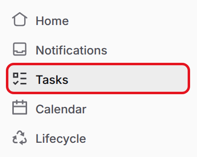 Tasks in the navigation menu