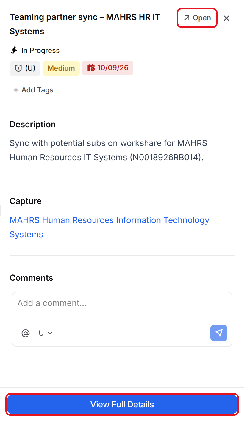 Task preview panel