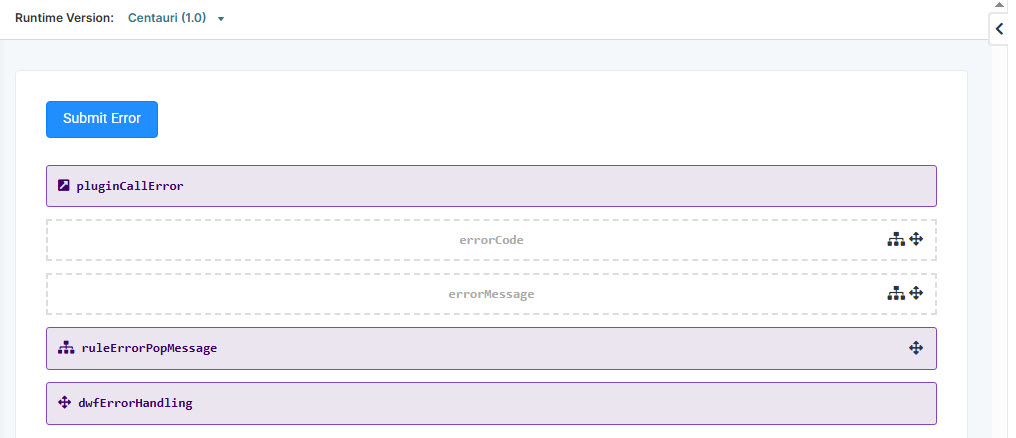 A static image displaying the Error handling interface displaying plugin call error and related messages.