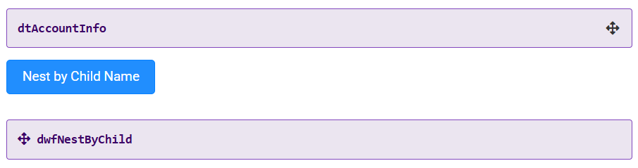 A static image displaying the configuration of the module used to explain the Nest By operator.