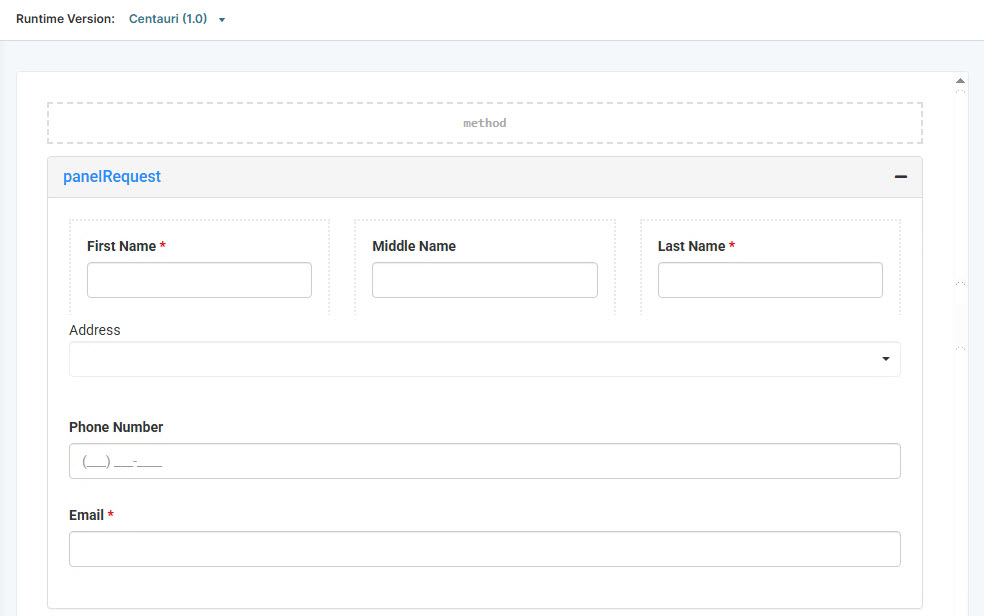 A static image displaying the Form fields for panel request including name, address, phone number, and email.