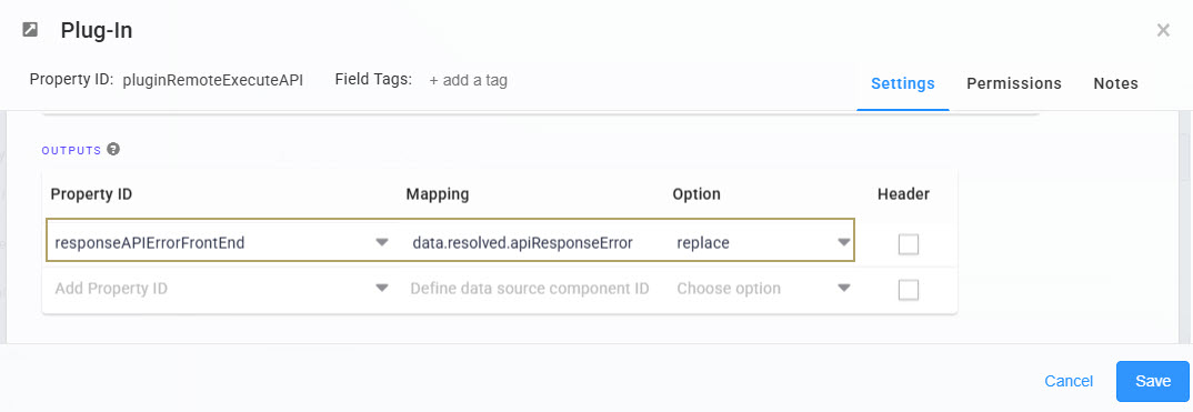 A static image displaying the Settings for a plugin with property ID and mapping options displayed in a table.