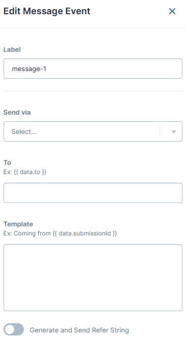 A static image displaying the Edit Message Event setting window.