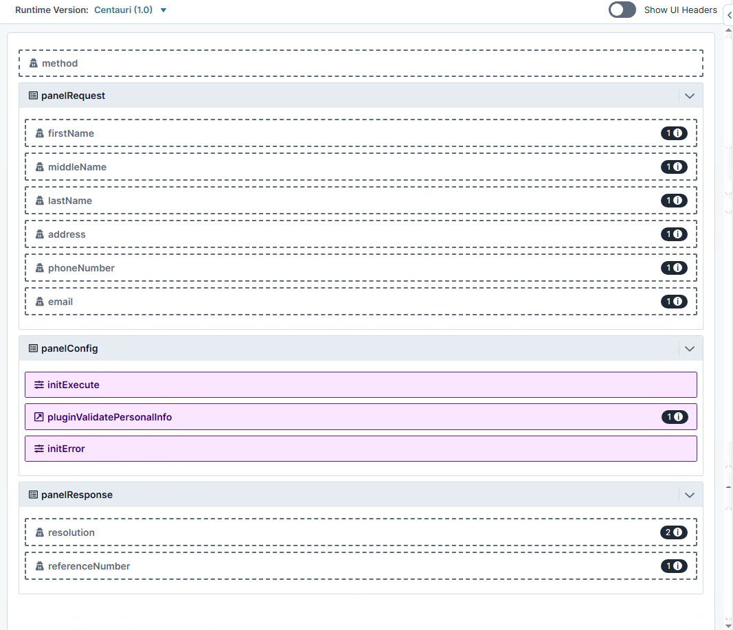 A static image displaying the User input fields for personal information validation in the Module Builder.