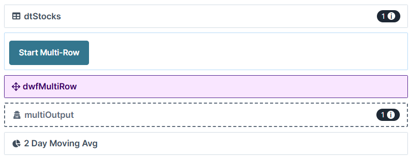 A static image displaying the module configuration to explain the Multi-row operator.