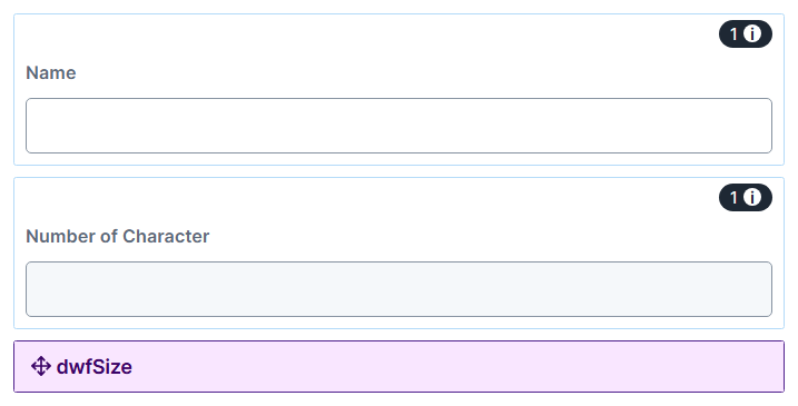 A static image displaying the dwfSize Data Workflow in the UDesigner.