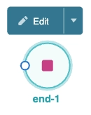 Interface element showing an editable shape labeled 'end-1' with a square inside.