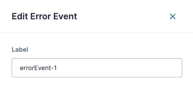 Editing an error event with the label 'errorEvent-1' in a user interface.