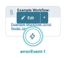 Workflow example showing an editable error node labeled 'errorEvent-1'.