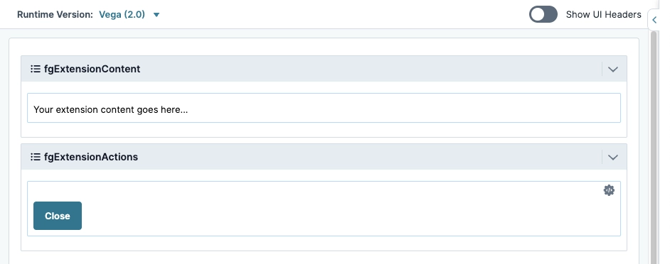 User interface showing extension content and action buttons for interaction.