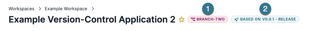 Interface of a version-control application showing branches and release information.
