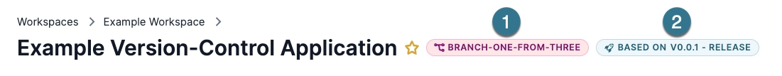 Example version-control application interface showing branch and release information.