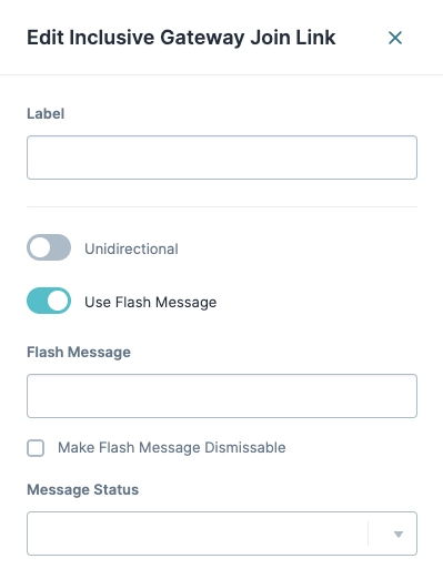 Settings for editing an inclusive gateway join link with various options available.