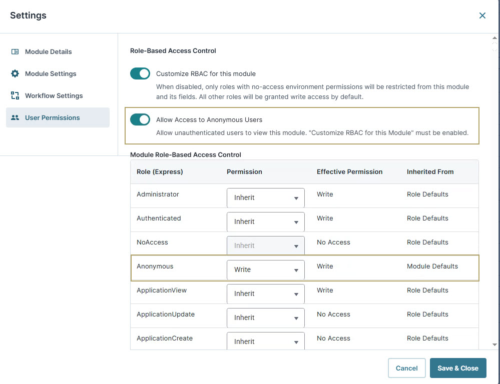 A static image displaying the settings menu displaying role-based access control and user permissions options.