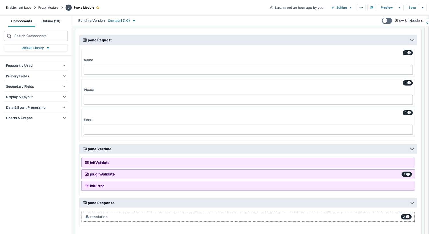 Form fields for user input including name, phone, email, and validation options.