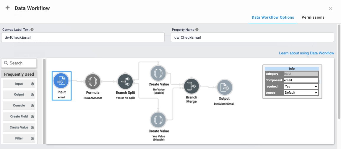 Data workflow diagram showing email input, validation, and output processes.