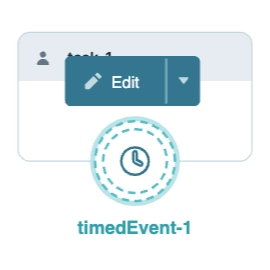 User interface showing task editing options and a timed event indicator.