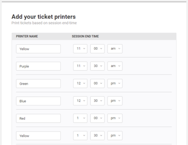 End time printer mapping example