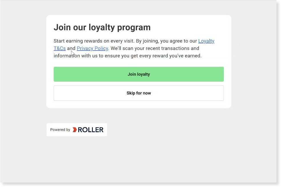 The Join loyalty prompt shown to a guest after signing an online waiver