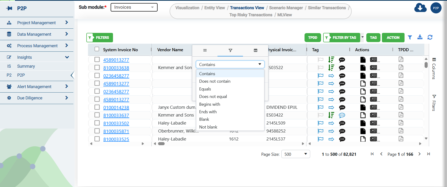 Transaction Table Filter Ui Transactions View