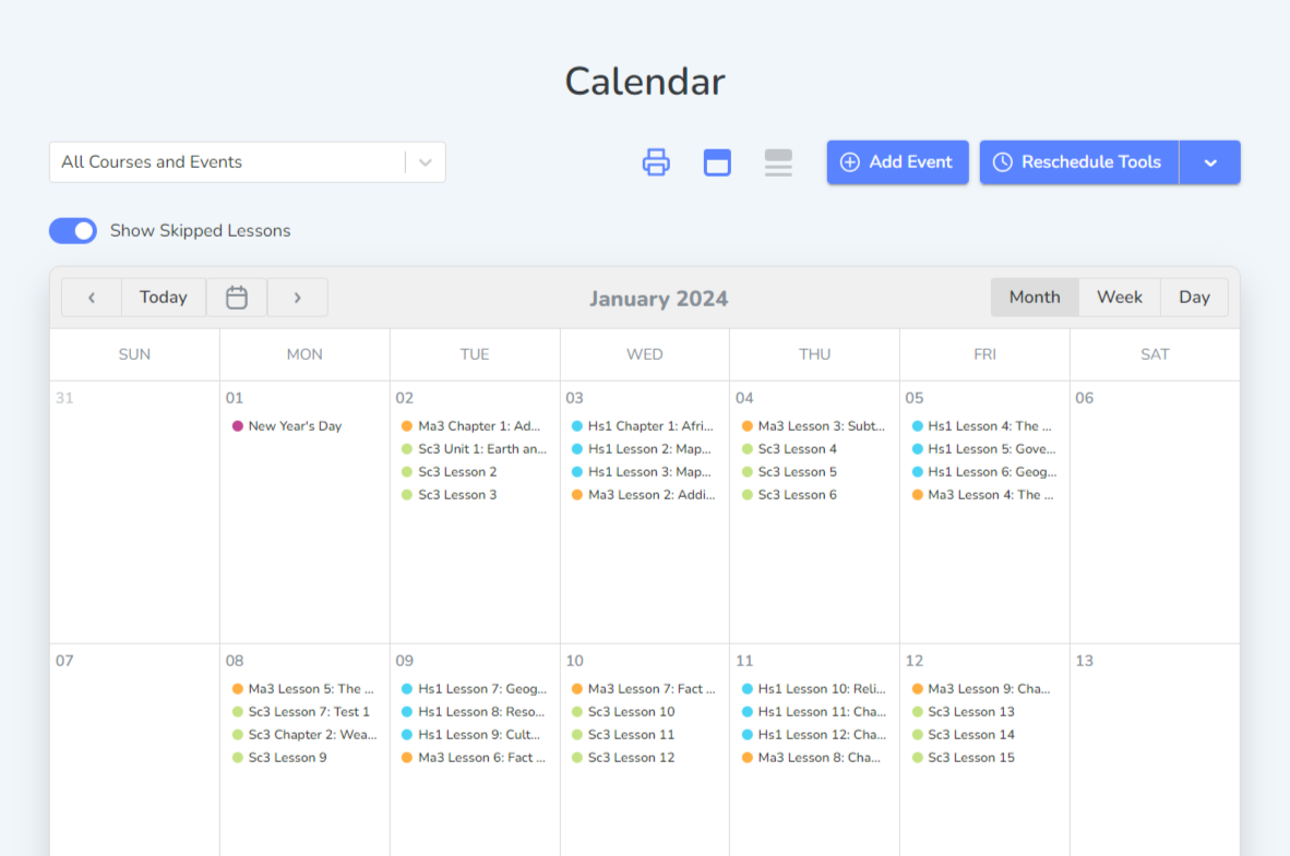 A screenshot of a calendar  Description automatically generated