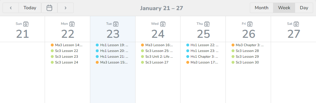 A screenshot of a calendar Description automatically generated