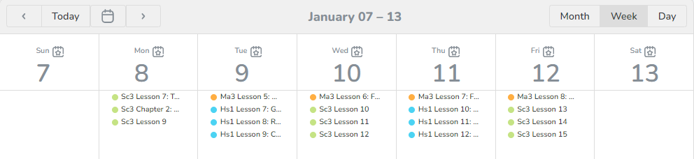 A screenshot of a calendar Description automatically generated