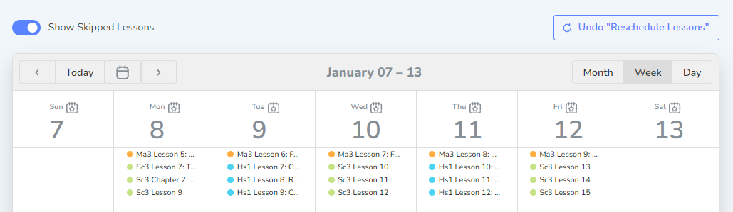 A screenshot of a calendar Description automatically generated