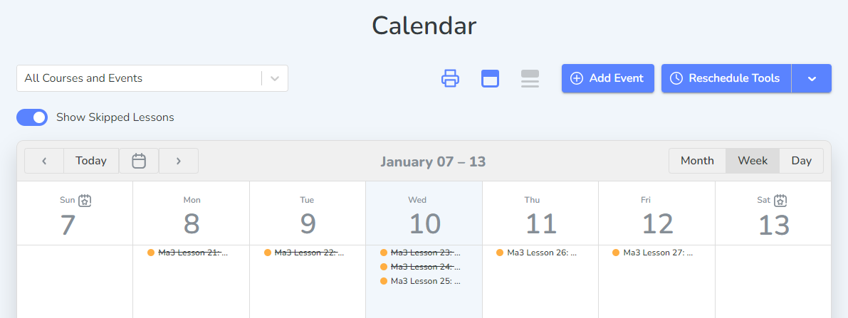 A screenshot of a calendar Description automatically generated