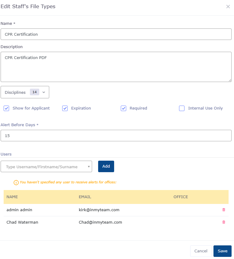How to create INMYTEAM Staff Credentials