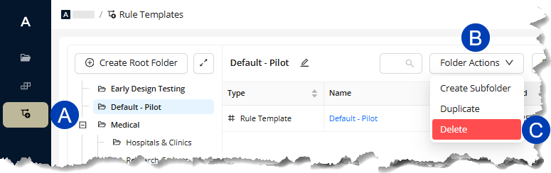 Working in the Rule Templates tab