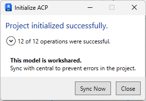 Project initialization successful with all operations completed and sync instructions provided.
