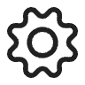 A gear icon representing settings or configuration options in a user interface.
