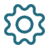 A gear icon representing settings or configuration options in a user interface.