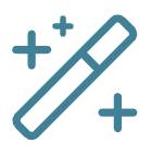 A magic wand icon symbolizing creativity and transformation in digital design.
