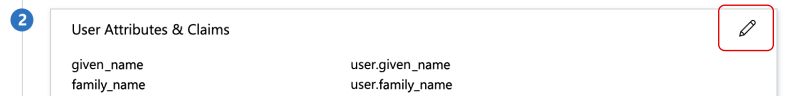 User attributes and claims section displaying given and family name fields.