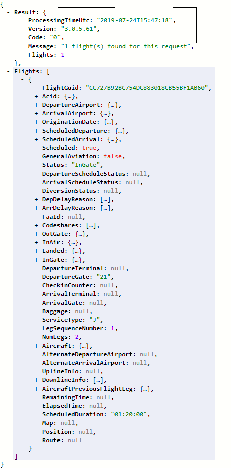 Appendix D: Sample Query and Response in JSON