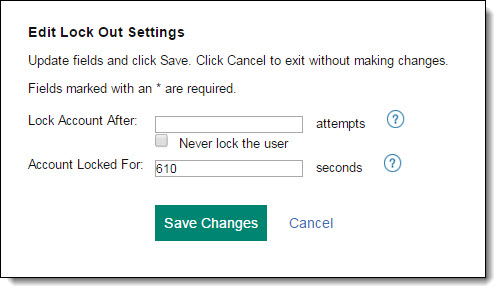 Lock Out Settings configuration