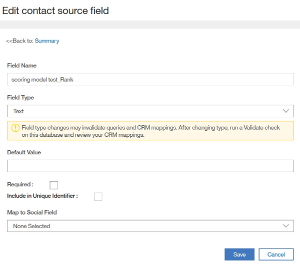 The Edit contact source field window