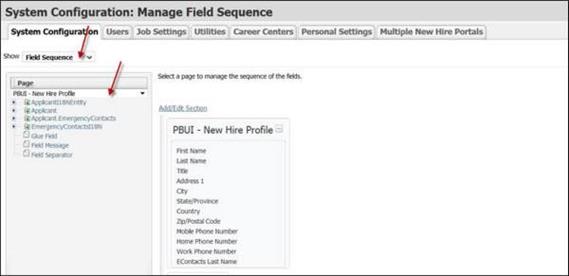 Configure New Hire Profile fields