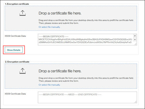 Encryption Certificate field