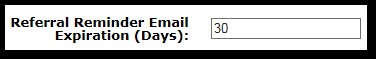 The referral reminder email expiration option