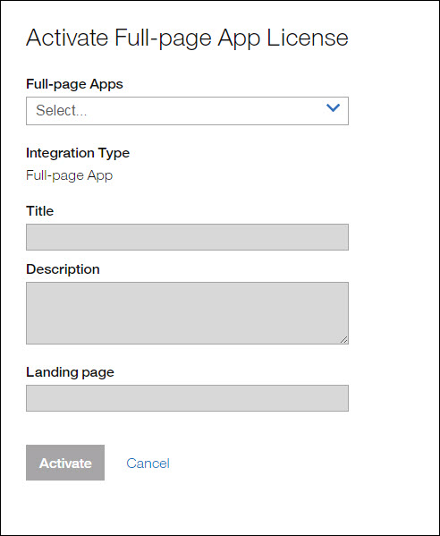 Activate Full-page App License page