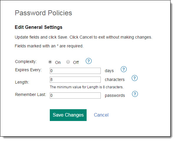 Edit General Settings configuration