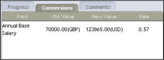 Conversions displays information for all currency conversion fields in the requisition.