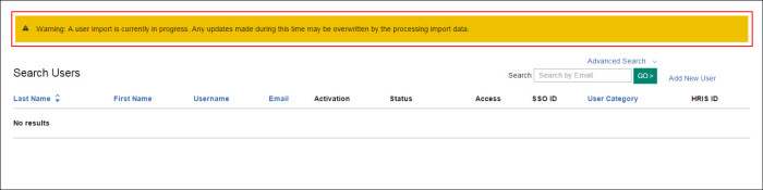 User Import Warning Message