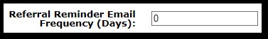 The referral reminder email frequency option