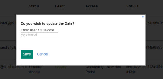 Future Date Update Confirmation dialog window