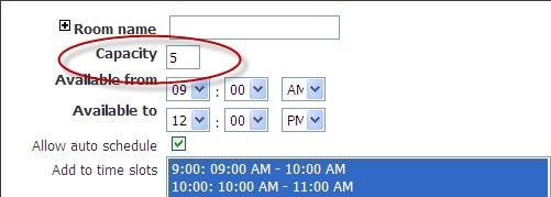 Room Capacity settings