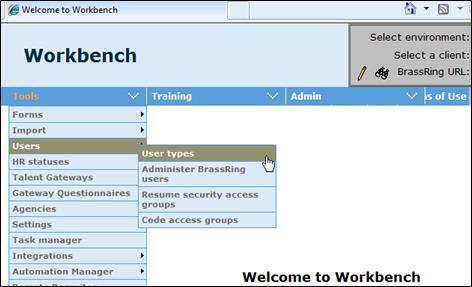 Workbench - User types